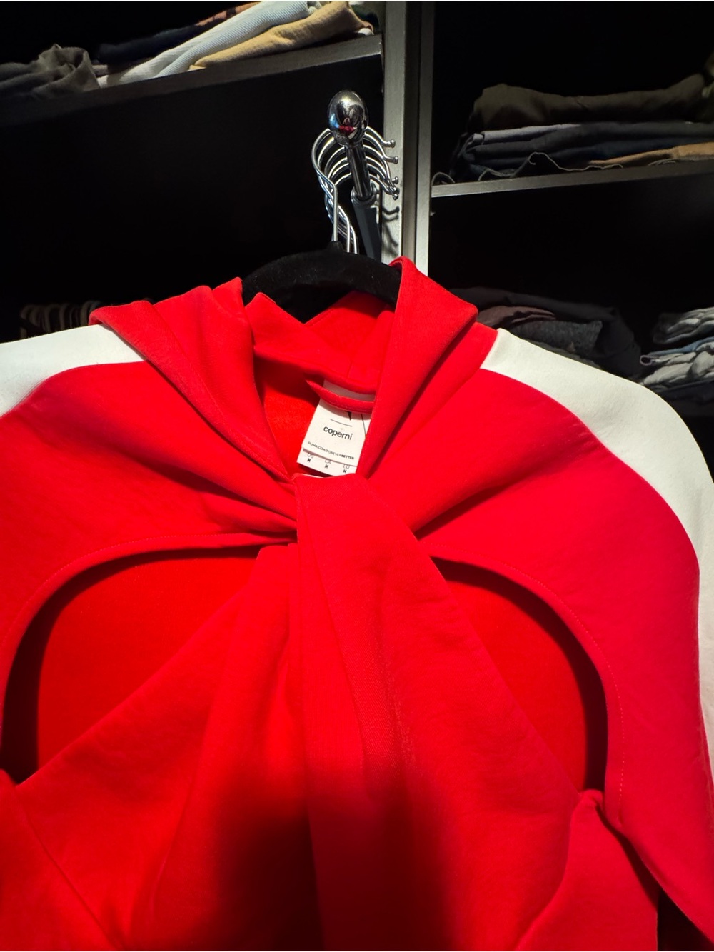 Coperni Red and White Cutout Hoodie - Picture 3 of 10